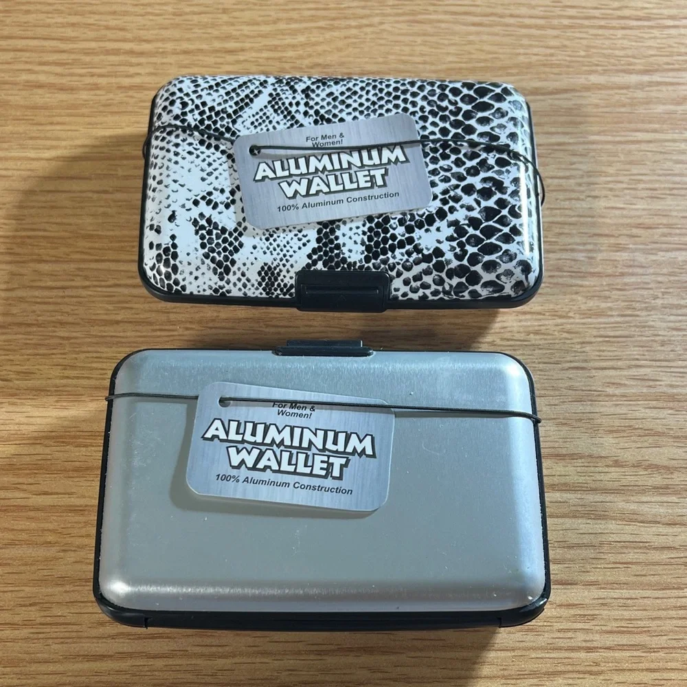 Aluminum Wallet for Men - Black and Silver